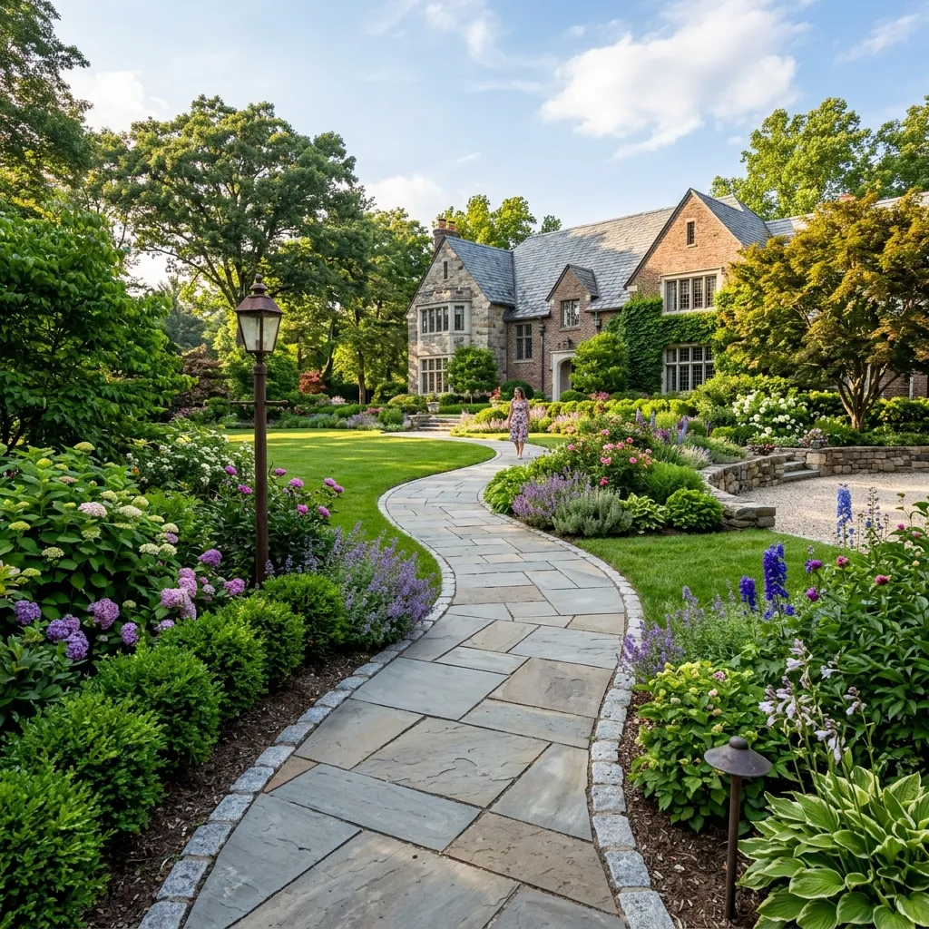 Paver walkway with soldier course border leading to a front entry